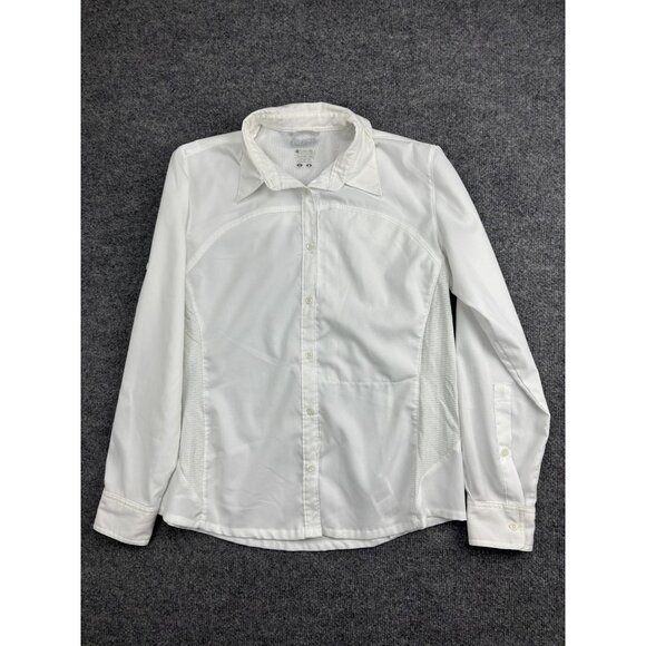 Columbia Titanium Shirt Womens Large White Omni Shade Long Sleeve Hiking Fishing - Picture 1 of 9